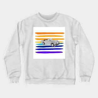 Black vintage car  with colorful gouache painted background Crewneck Sweatshirt